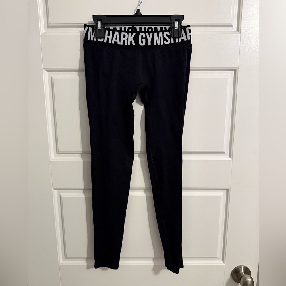 Gymshark Black and White Branded High-Waist Leggings